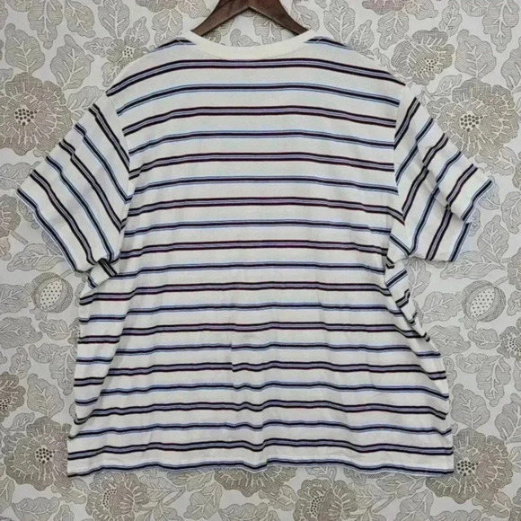 NWT Levis‎ Mens Striped T-Shirt 3XL White With Brown & Blue Stripes 100% Cotton - Picture 2 of 8